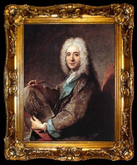 framed  Jean-Francois De Troy Portrait of Jean de Jullienne, ta009-2